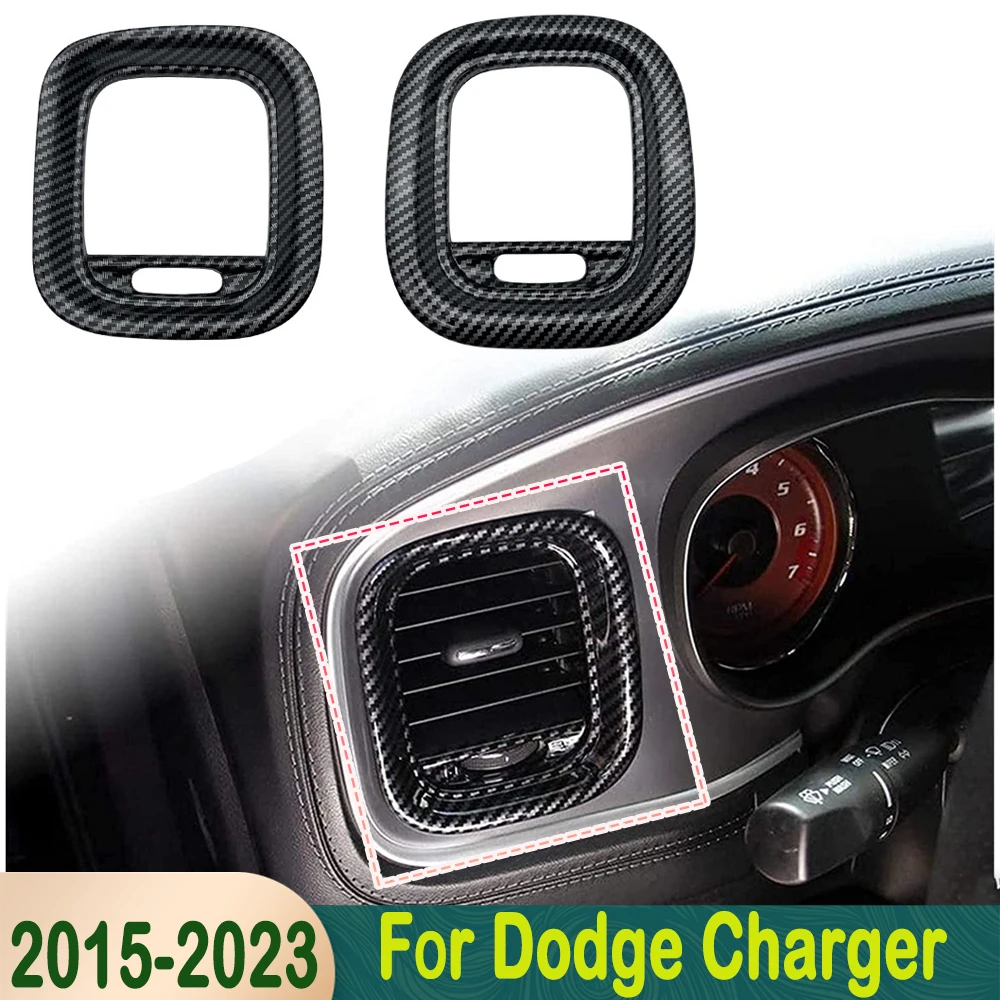 2pcs carbon fiber abs air outlet cover trim left right air conditioner decorative kit for dodge charger 2015 2023 2pcs carbon fiber abs air outlet cover trim left right air conditioner decorative kit for dodge charger 2015 2023