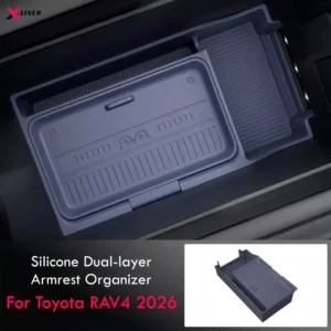 silicone armrest organizer tray for toyota rav4 2026 dual layer center console storage insert with hidden box rav4 accessories