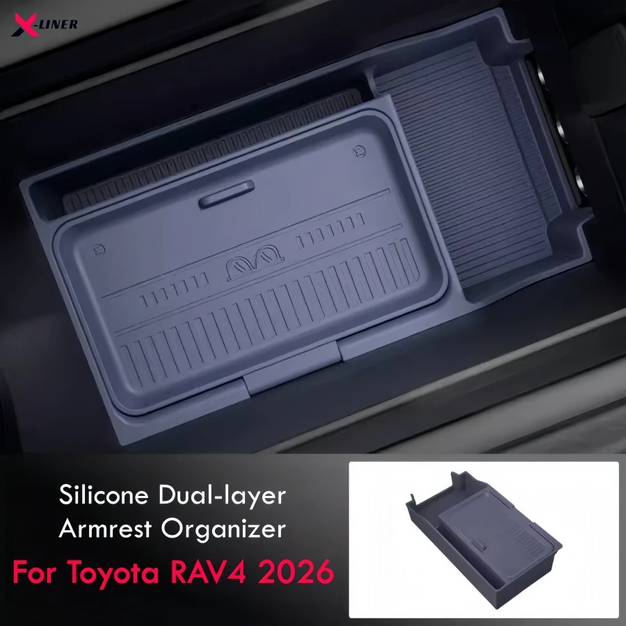 silicone armrest organizer tray for toyota rav4 2026 dual layer center console storage insert with hidden box rav4 accessories silicone armrest organizer tray for toyota rav4 2026 dual layer center console storage insert with hidden box rav4 accessories