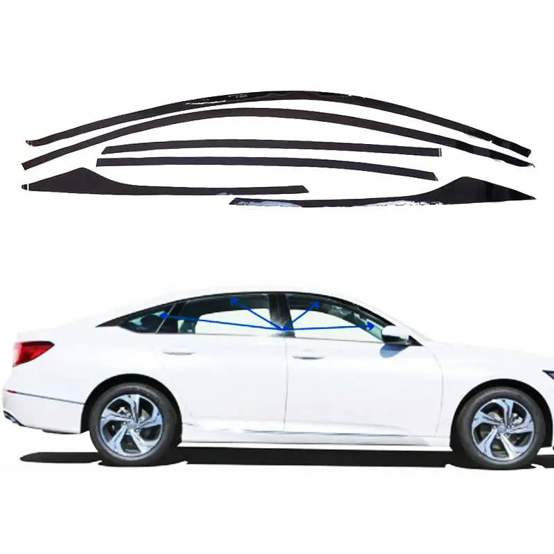 6pcs chrome delete blackout window trims for honda accord 2018 2020 glossy black 6pcs chrome delete blackout window trims for honda accord 2018 2020 glossy black