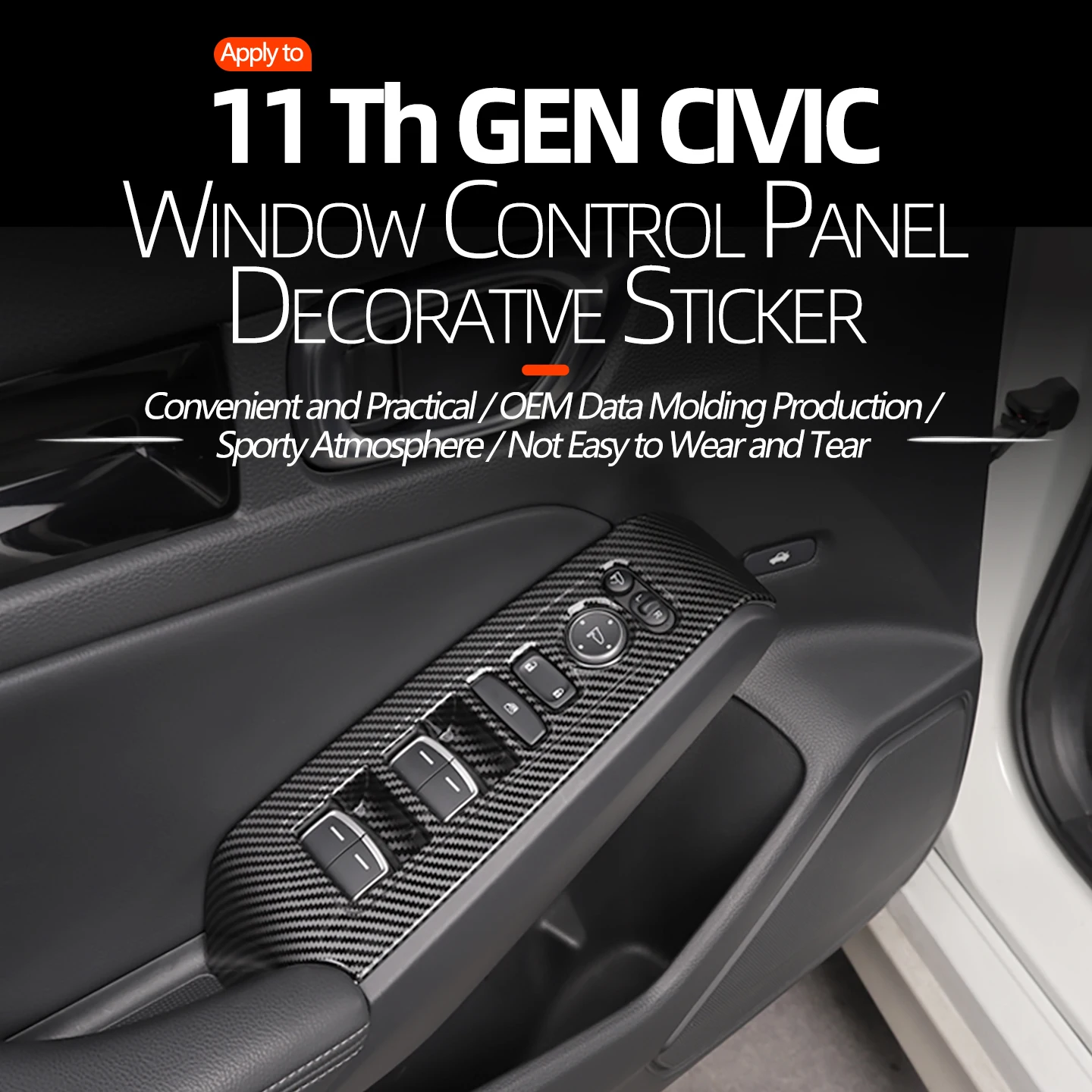 for honda 2022 2023 2024 2025 civic 11th gen interior door window switch panel frame cover molding trims black for honda 2022 2023 2024 2025 civic 11th gen interior door window switch panel frame cover molding trims black