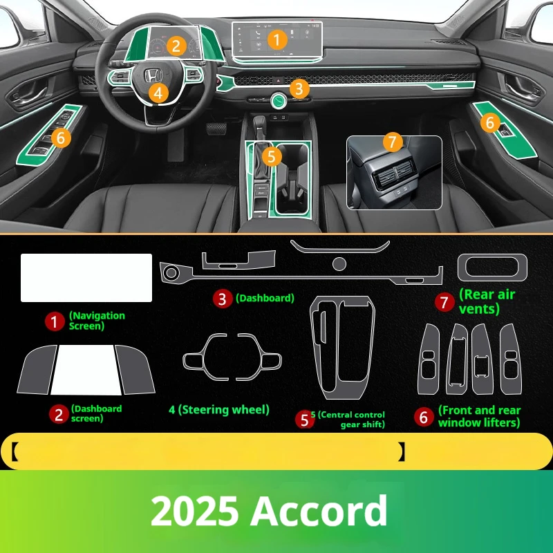 for honda accord 2025 dashboard & screen protection, tpu film kit compatible with idd hybrid model, interior upgrade for honda accord 2025 dashboard & screen protection, tpu film kit compatible with idd hybrid model, interior upgrade