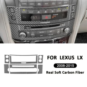 for lexus lx 2008 2015 carbon fiber auto central console radio air conditioning control panel frame decoration interior sticker