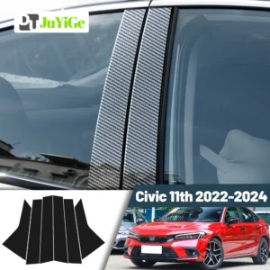 glossy black carbon fiber window door deal b c pillar post cover sticker for honda civic 11th 2022 2024 2023