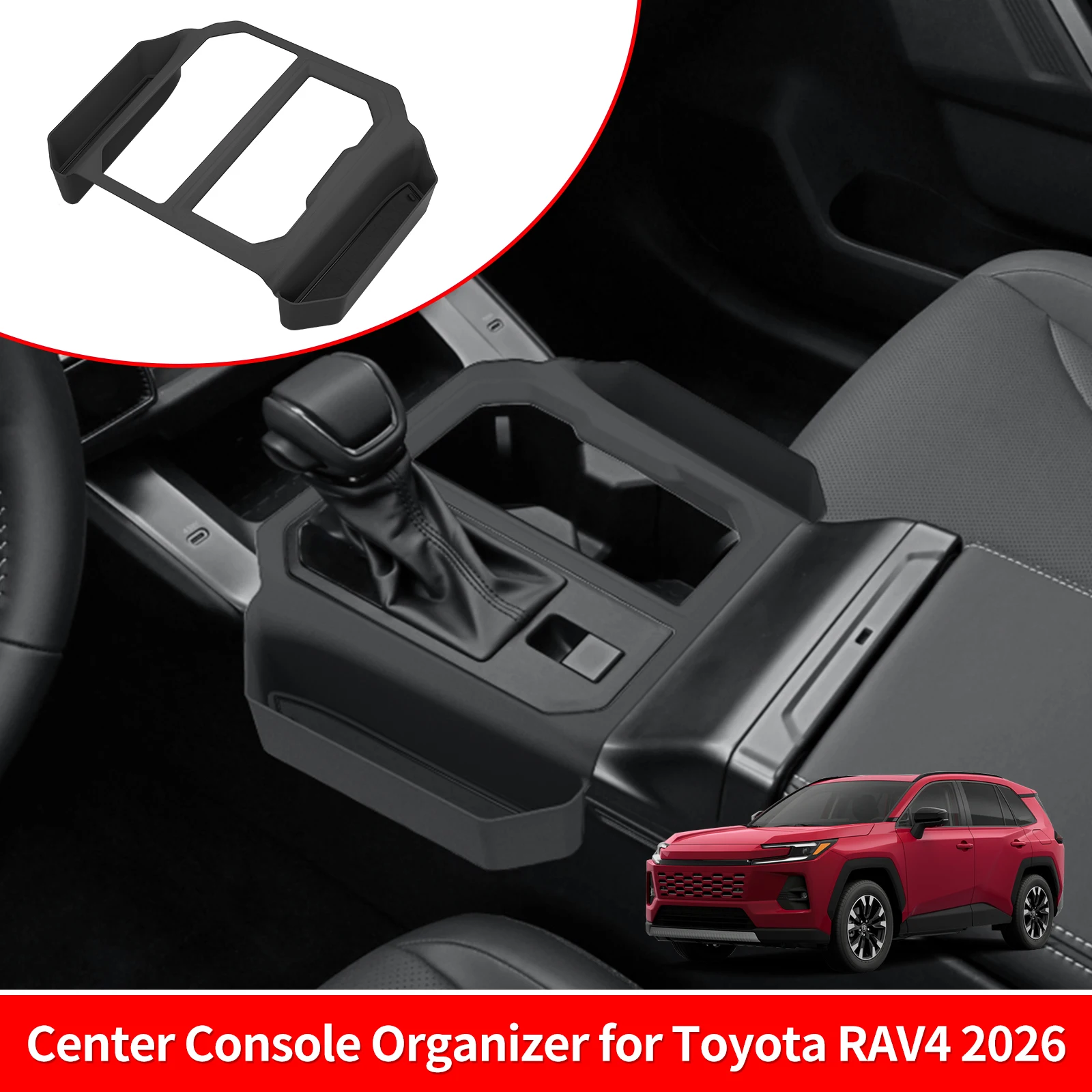 for toyota rav4 2026 center console storage box bag organizer interior accessories car tray tidying abs black for toyota rav4 2026 center console storage box bag organizer interior accessories car tray tidying abs black