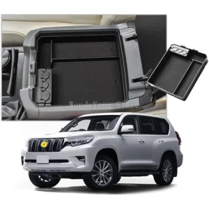 for toyota land cruiser prado j150 2010~2022 car central armrest storage box center console flocking organizer auto accessories