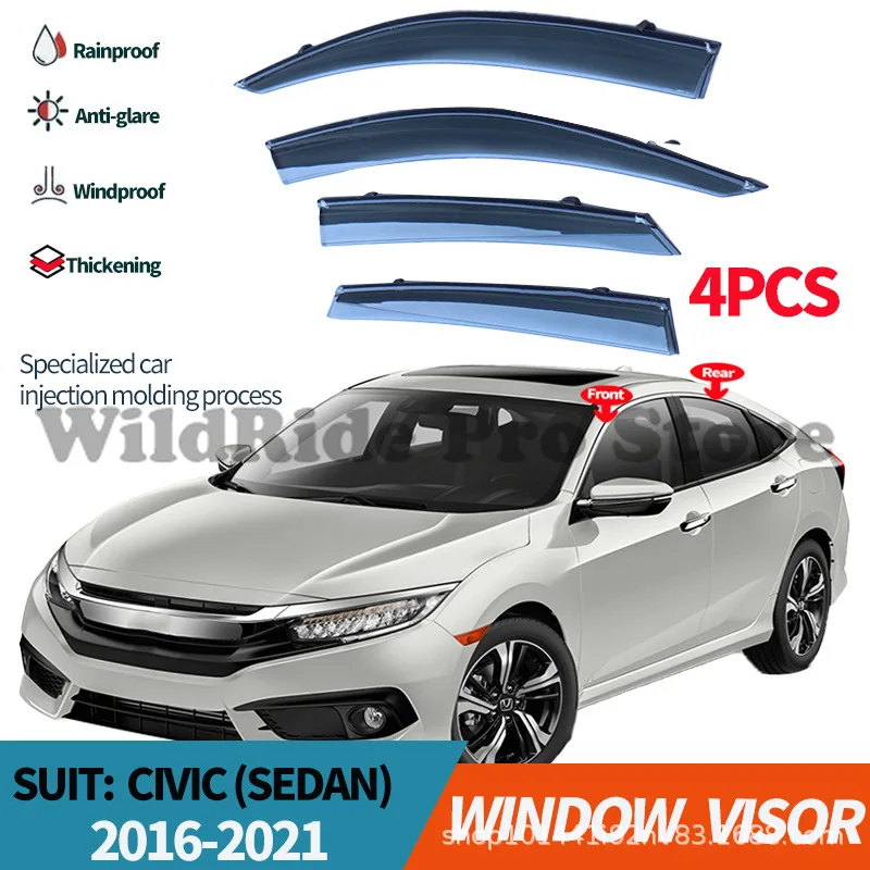 1 set for honda civic sedan window visors 2016 2020 civic 4d 1 set for honda civic sedan window visors 2016 2020 civic 4d