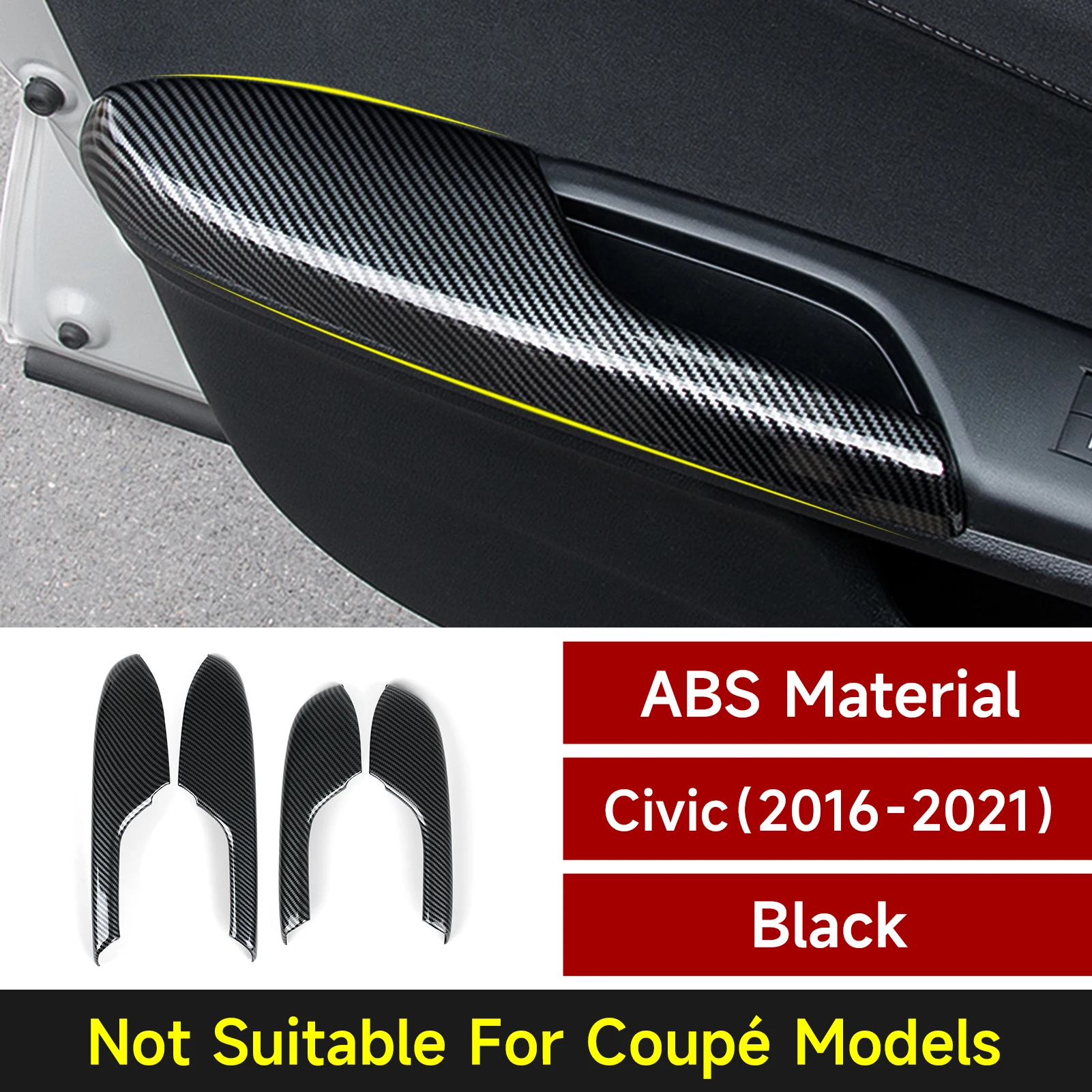 for honda civic 10th gen (2016 2021) trim , car door armrest panel cover, carbon fiber abs interior sticker for honda civic 10th gen (2016 2021) trim , car door armrest panel cover, carbon fiber abs interior sticker