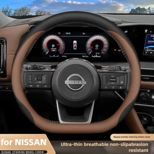 leather car steering wheel cover for nissan sentra versa kicks qashqai x trail juke terra 2022 2023 2024 2025 2026 accessories