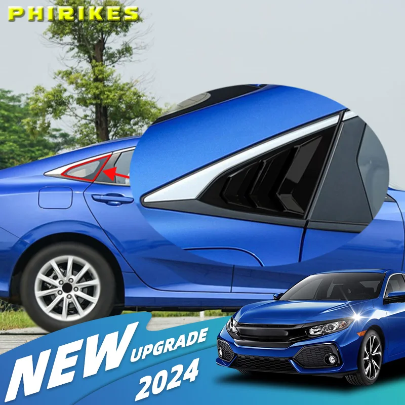 2pcs car sides quarter glass vent louver shutter cover exterior accessories for honda civic 10th 2016 2021 2pcs car sides quarter glass vent louver shutter cover exterior accessories for honda civic 10th 2016 2021
