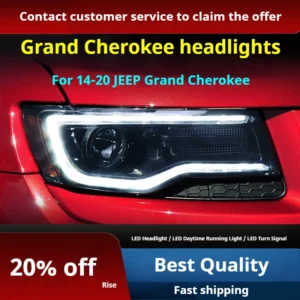 ft car lights for jeep grand cherokee headlights 2014 2022 led projetor headlamp daytime running light automotive accessories