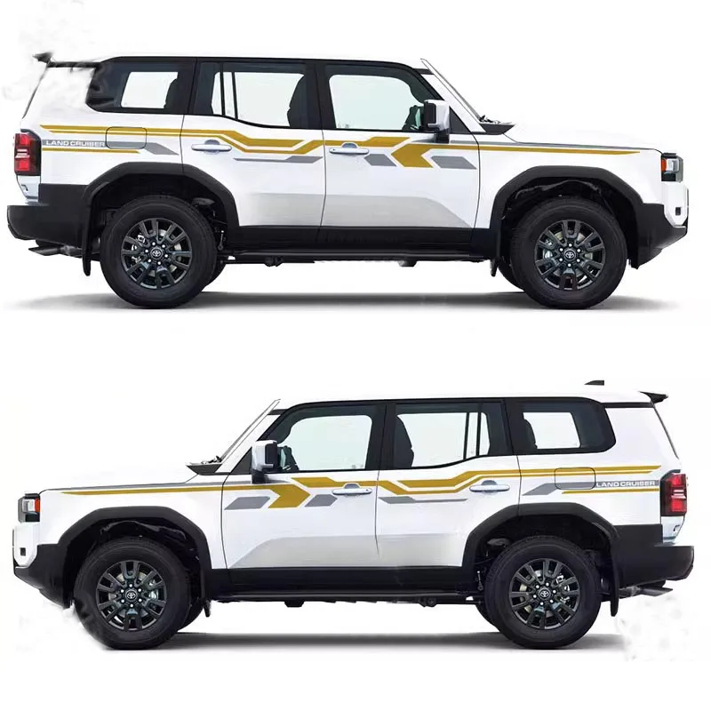 matt gold with gray waist line sticker stripe decal graphics blackout vinyl precut wrap for land cruiser 250 prado lc250 matt gold with gray waist line sticker stripe decal graphics blackout vinyl precut wrap for land cruiser 250 prado lc250