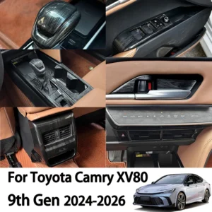 for toyota camry xv80 9th gen 2024 2026 abs black wood grain window lifting panel gear shift panel interior accessories kit