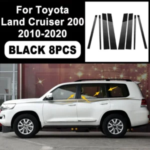 glossy black b c pillar post cover car sticker for toyota land cruiser 200 2010 2020 window door decorative accessories 2019