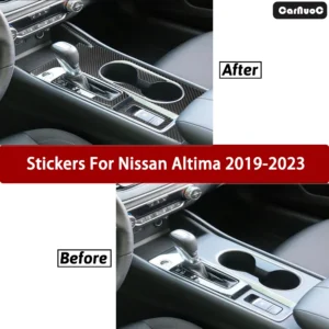 car carbon fiber stickers center gear shift panel decorate trim for nissan altima 2019 2020 2021 2022 2023 interior accessories