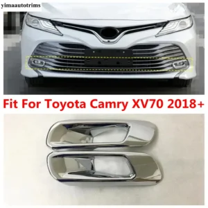 car front bumper fog lights lamps frame decoration cover trim for toyota camry xv70 2018 2021 abs chrome exterior accessories