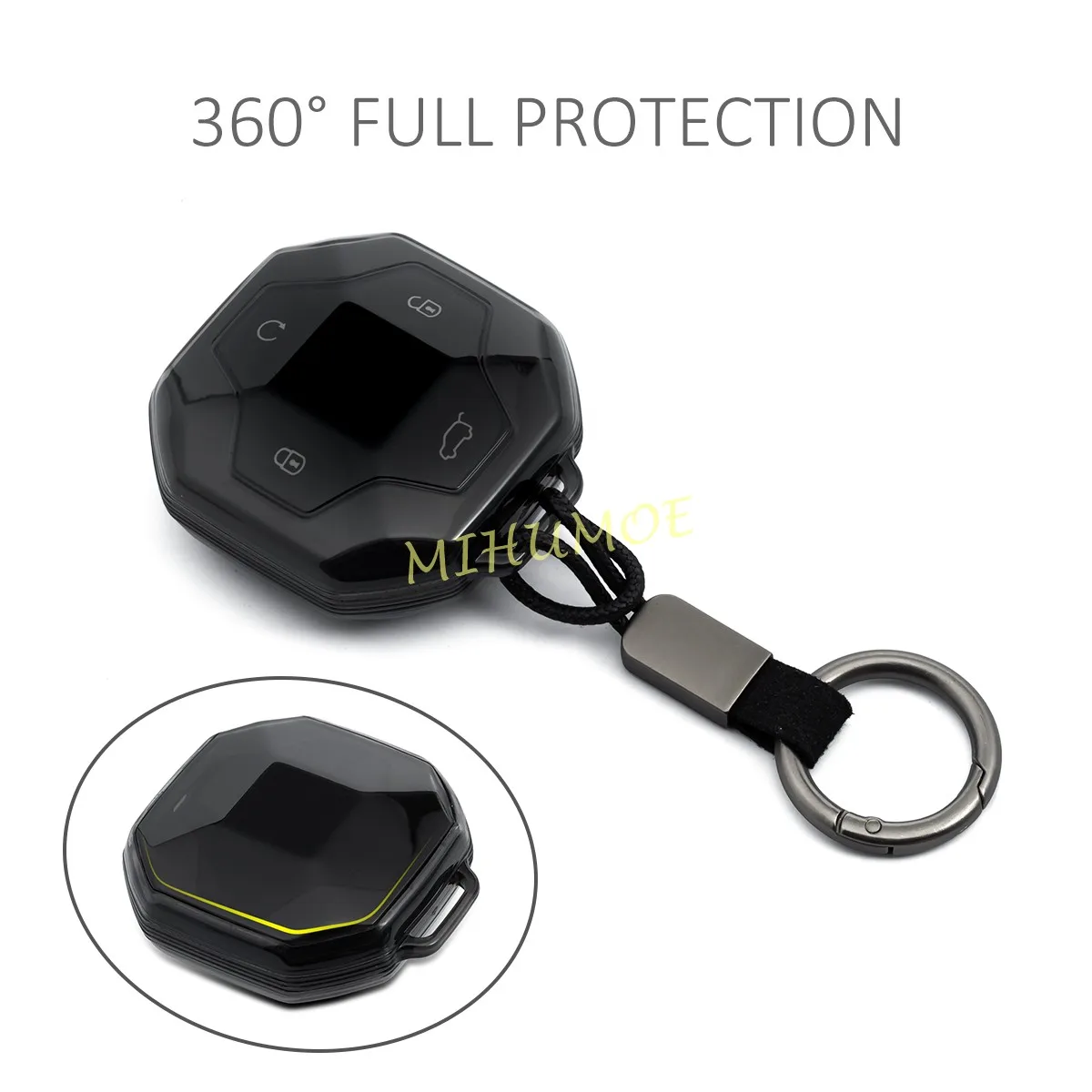 for jetour t2 2024 2025 2026 car key fob cover case holder ring keychain black transparent for jetour t2 2024 2025 2026 car key fob cover case holder ring keychain black transparent