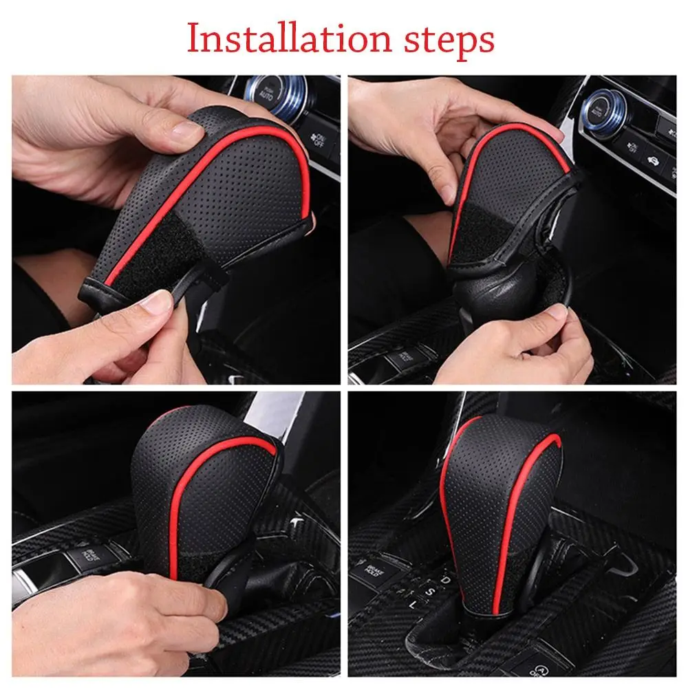 non slip car shift handle cover universal leather wear resistant car interior adjustable breathable shift knob cover non slip car shift handle cover universal leather wear resistant car interior adjustable breathable shift knob cover