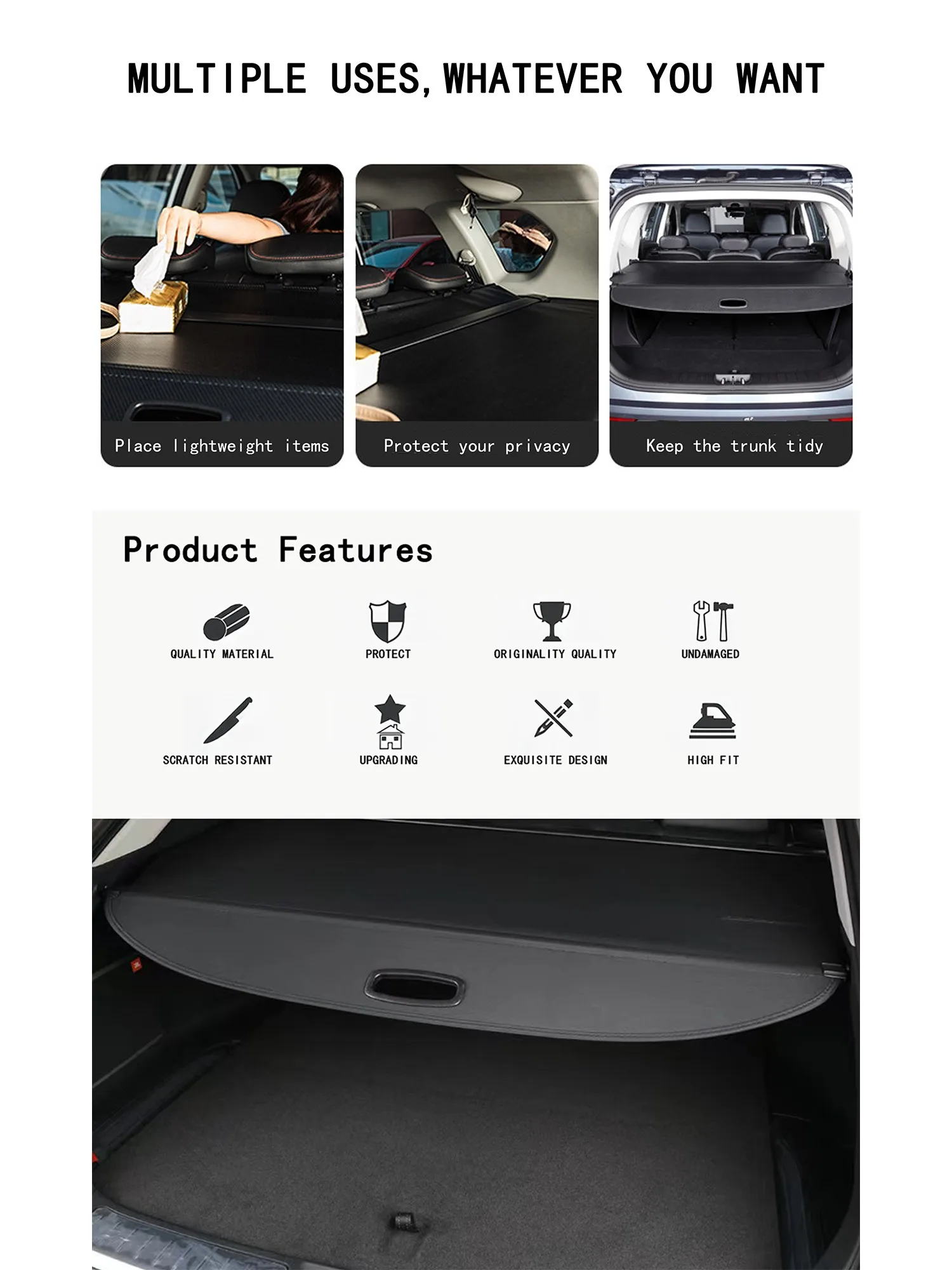 retractable rear trunk cargo cover fit for honda pilot 2023 2024 2025 luggage shade shield storage curtain black retractable rear trunk cargo cover fit for honda pilot 2023 2024 2025 luggage shade shield storage curtain black