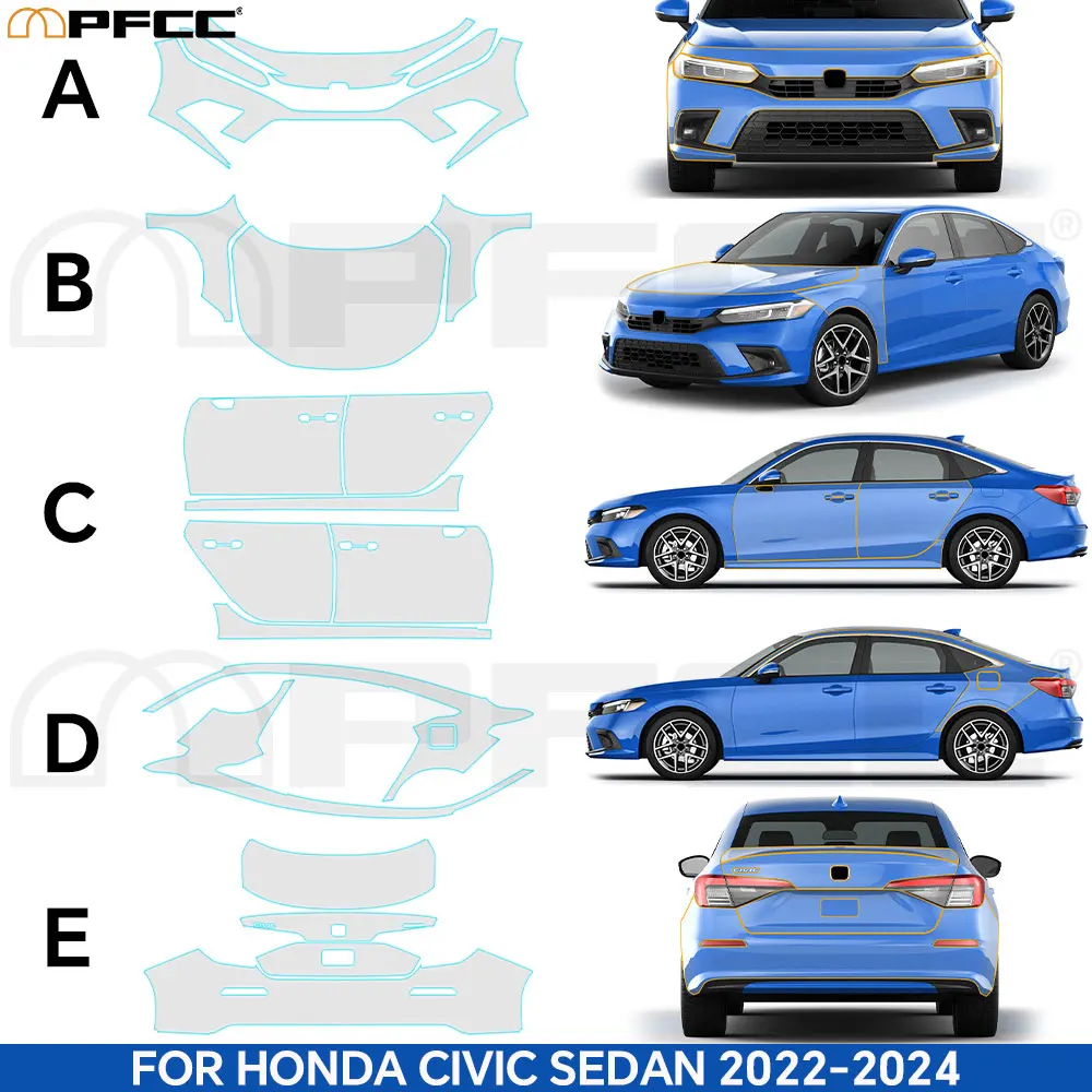 pfcc tpu invisible car paint protection film clear ppf decal kit for honda civic sedan 2022 2023 2024 cars pfcc tpu invisible car paint protection film clear ppf decal kit for honda civic sedan 2022 2023 2024 cars