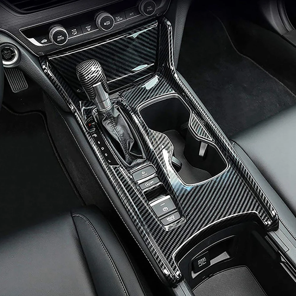 carbon fiber car center console gear shift panel cover frame sticker trim for honda accord 10th gen 2018 2022 (gas version) carbon fiber car center console gear shift panel cover frame sticker trim for honda accord 10th gen 2018 2022 (gas version)