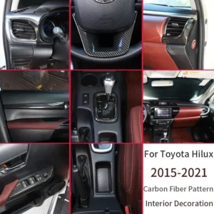 abs plastic carbon fiber car center console frame decorative panel suitable for toyota hilux 2015 2024 lhd interior accessories