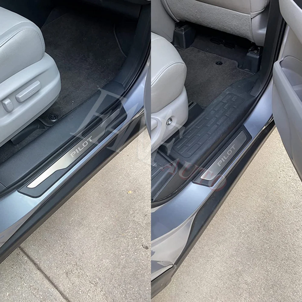 car styling stainless steel door sill scuff plate guard protector trim for honda pilot 2016 2021 3th car styling stainless steel door sill scuff plate guard protector trim for honda pilot 2016 2021 3th