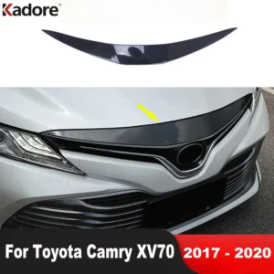 front hood engine cover trim for toyota camry xv70 le xle 2017 2019 2020 carbon fiber car upper racing grille strip accessories