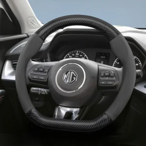suitable for mg suede matte carbon fiber texture steering wheel cover, suitable for zs hector gs 5 6 marvel r cyberster 8 phev hs rx9 7 3 whale one rx5 gt 4 electric t60 and other models, black, red, brown, mocha