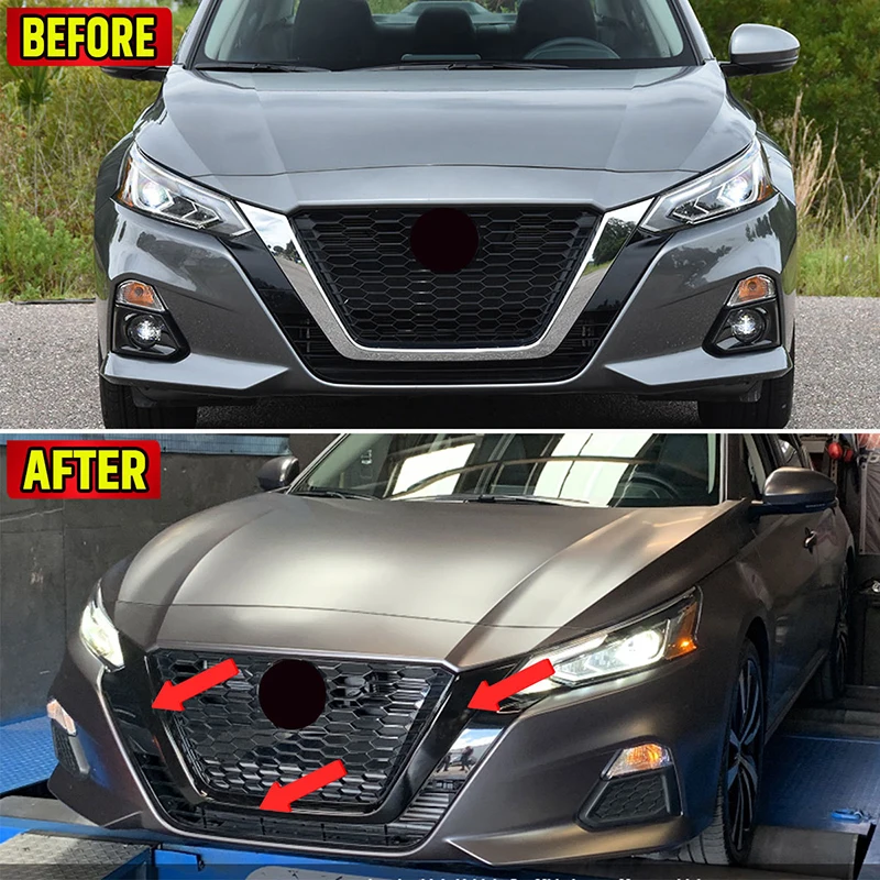 rhyming front grille trim molding outer decor frame strip sticker u center grid 3pcs/set fit for nissan altima 2019 2022 rhyming front grille trim molding outer decor frame strip sticker u center grid 3pcs/set fit for nissan altima 2019 2022