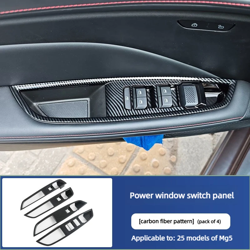 for mg mg5 2025 interior strips glass lift switch stickers carbon fiber pattern inner armrest decoration stickers for mg mg5 2025 interior strips glass lift switch stickers carbon fiber pattern inner armrest decoration stickers