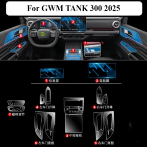 for gwm tank 300 2025 accessories interior film transparent tpu gear panel gps navigation center console ppf protection sticker