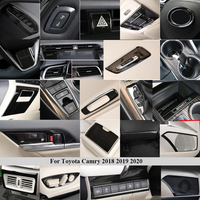 for toyota camry 70 xv70 2018 2019 2020 drawing titanium black accessories interior stainless steel decoration cover trim for toyota camry 70 xv70 2018 2019 2020 drawing titanium black accessories interior stainless steel decoration cover trim