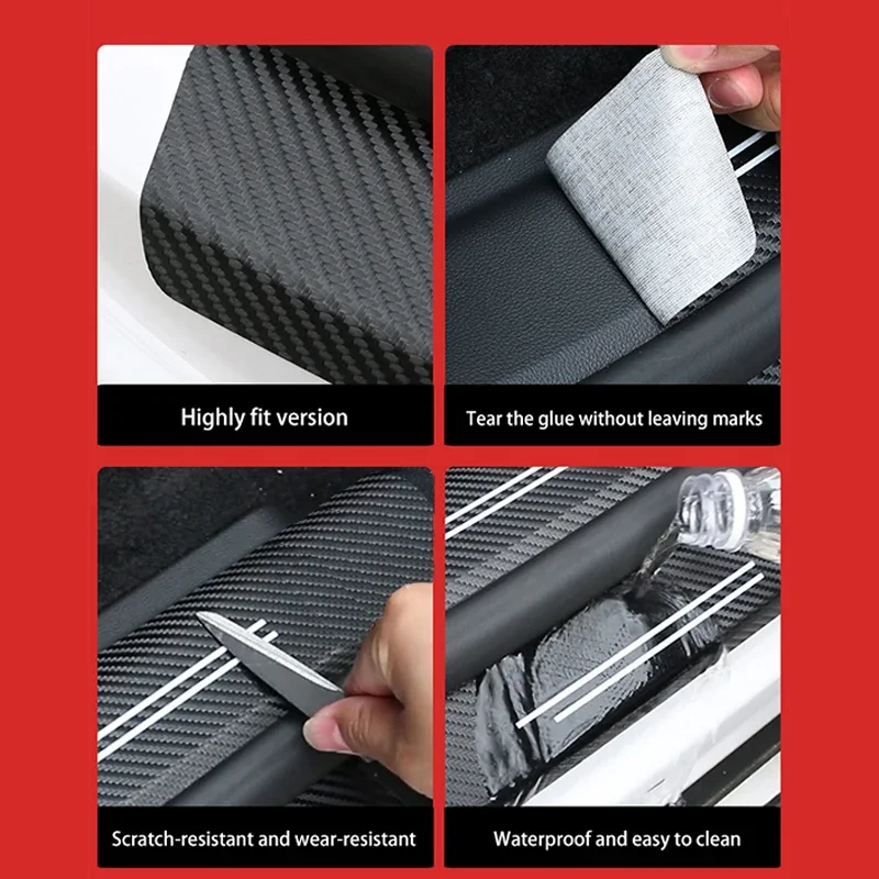 4pcs car door sill protector stickers for nissan patrol y60 y61 y62 leather carbon fiber decor decal tuning 4pcs car door sill protector stickers for nissan patrol y60 y61 y62 leather carbon fiber decor decal tuning