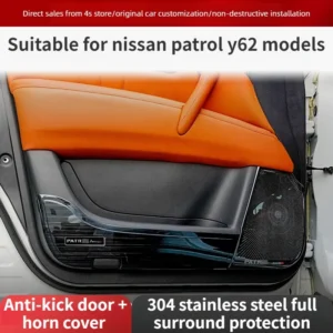 for 2016 2024 nissan patrol y62: door anti kick pad & speaker cover, custom interior protection trim, exclusive modification acc