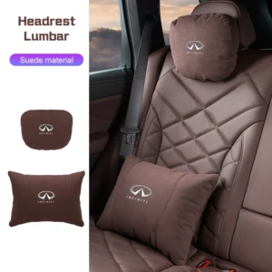 for infiniti q50 g37 qx70 fx35 q60 q30 qx60 jx35 qx80 m35 esq m37 car headrest lumbar support suede seat neck pillow accessories