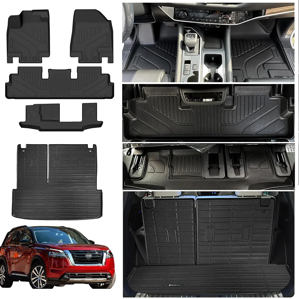 new floor mats for nissan pathfinder 7/8 seats 2022 2023 2024 with backrest mat &trunk mat all weather tpe rubber cargo liner new floor mats for nissan pathfinder 7/8 seats 2022 2023 2024 with backrest mat &trunk mat all weather tpe rubber cargo liner