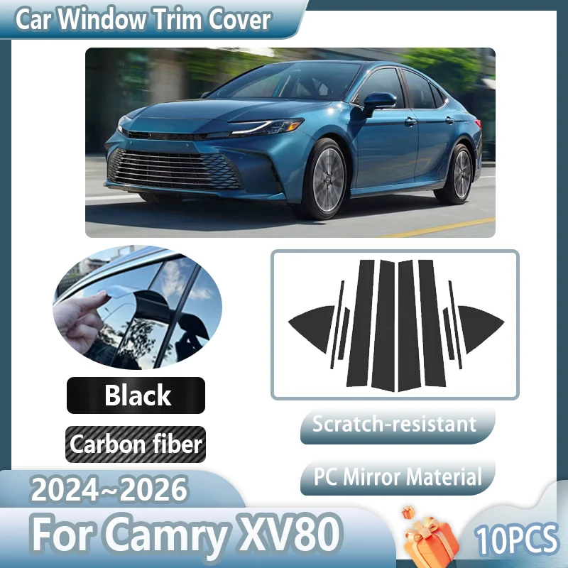 10pcs car window trim cover for toyota camry xv80 2024 2025 2026 black center column post pillar body stickers car accessories 10pcs car window trim cover for toyota camry xv80 2024 2025 2026 black center column post pillar body stickers car accessories