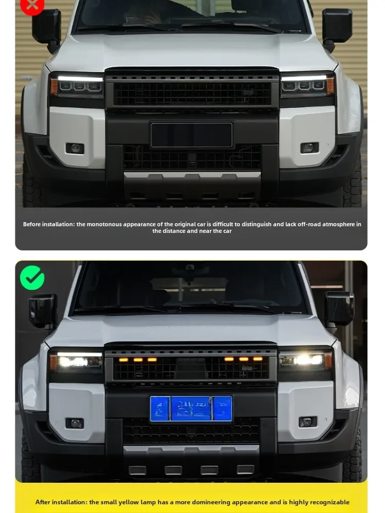 for toyota prado 2024 2025 lc250 car led front grille light amber lamp daytime running lights auto warning lights for toyota prado 2024 2025 lc250 car led front grille light amber lamp daytime running lights auto warning lights