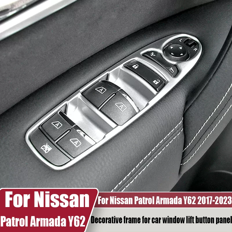 for nissan patrol armada y62 2017 2023 car window lift button panel decorative frame car door control switch modification parts for nissan patrol armada y62 2017 2023 car window lift button panel decorative frame car door control switch modification parts