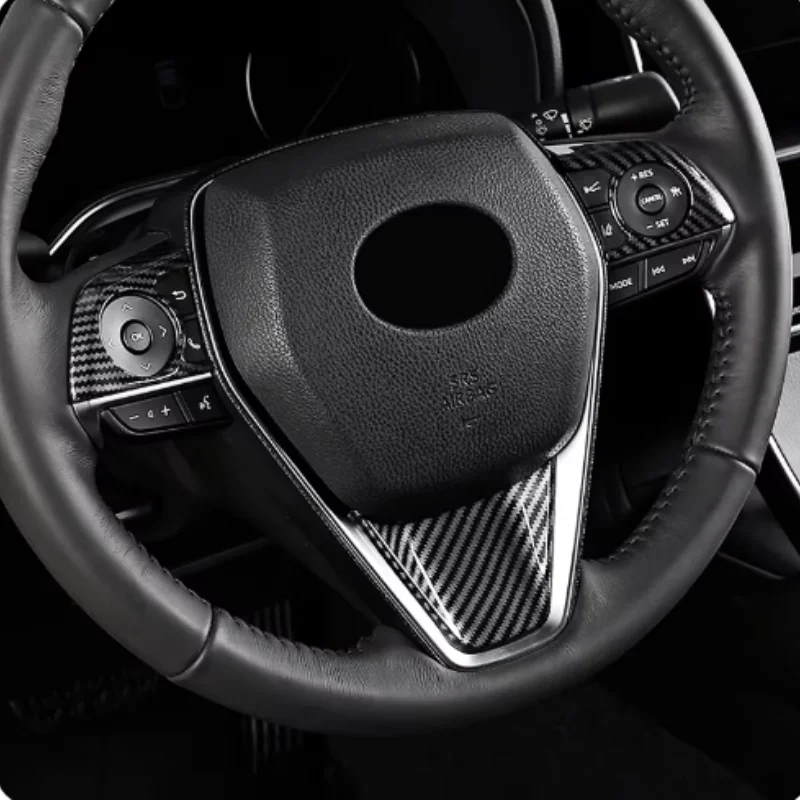 for toyota camry 70 xv70 2018 2023 hybrid car steering wheel button cover abs carbon stickers for toyota camry 70 xv70 2018 2023 hybrid car steering wheel button cover abs carbon stickers