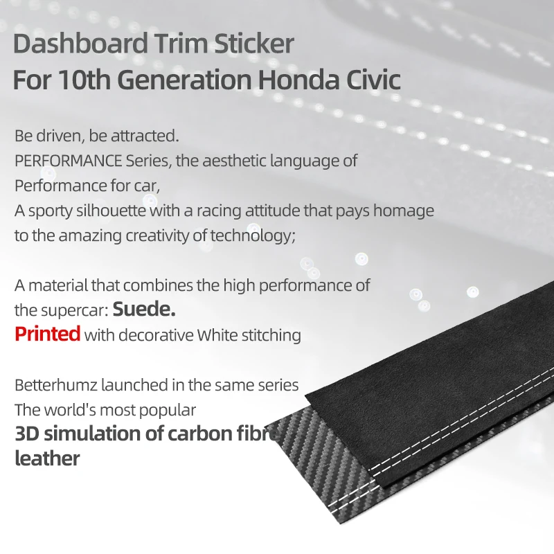 for honda civic 10th gen 2016 2021 made of suede dashboard panel instrument cover trim sticker car interior tuning for honda civic 10th gen 2016 2021 made of suede dashboard panel instrument cover trim sticker car interior tuning