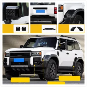 car styling wheel anti plate trunk trim for toyota land cruiser 250 lc250 prado 2024 + front fog light rear view mirror cover