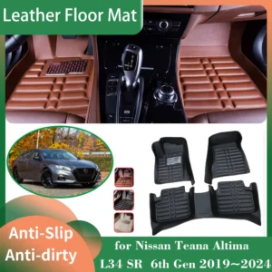 leather floor mat for nissan teana altima l34 sr 6th gen 2019~2024 foot interior liner waterproof carpet pad custom accessories
