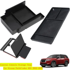 car organizer central console armrest box storage case tray for nissan pathfinder r53 2022 2023 2024