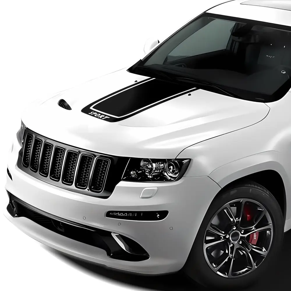 car hood bonnet racing sport vinyl decal sticker stripe kit compatible with jeep grand cherokee wk2 2011 present car hood bonnet racing sport vinyl decal sticker stripe kit compatible with jeep grand cherokee wk2 2011 present