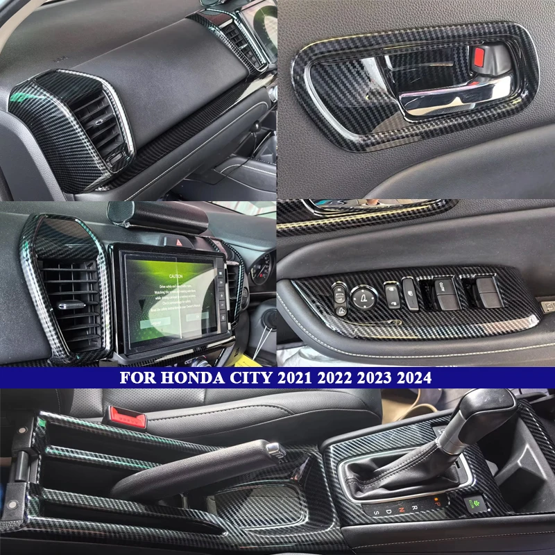 2022 2023 for honda city car inner window door armrest handle frame decoration cover matte carbon red garnish trim 2022 2023 for honda city car inner window door armrest handle frame decoration cover matte carbon red garnish trim
