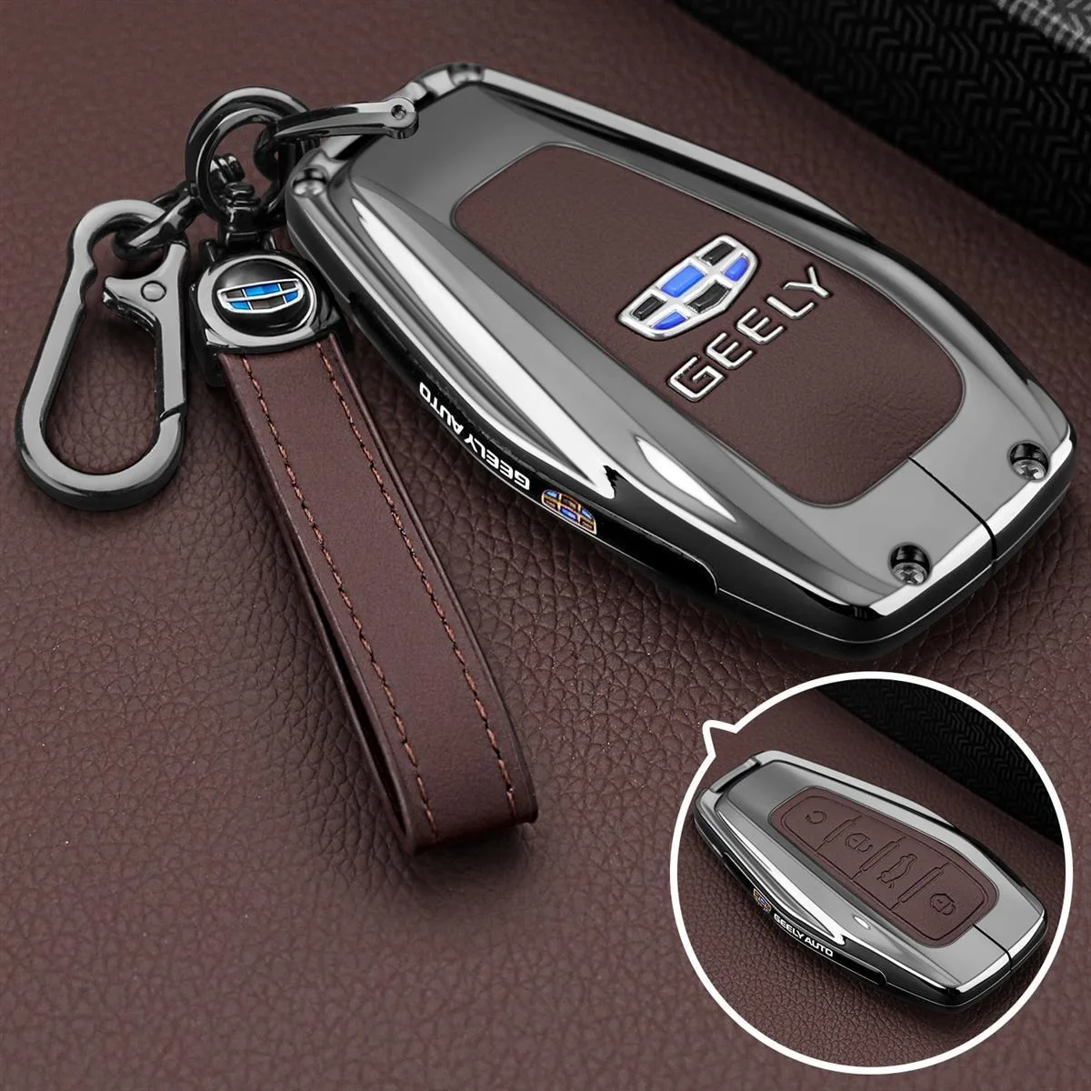 zinc alloy car key case for geely monjaro montero monroe keychain remote protection cover shell housing holder fob zinc alloy car key case for geely monjaro montero monroe keychain remote protection cover shell housing holder fob