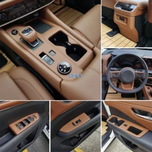 for nissan pathfinder 2024 + car style brown interior central console gear shift window control panel rear air vent outlet cover