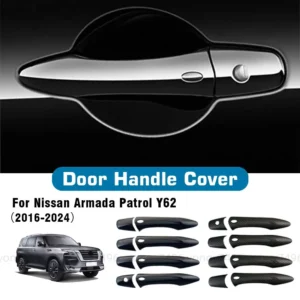smart holes door handle cover for nissan armada patrol y62 2016 2024 carbon fiber glossy black decorative refit upgrade styling